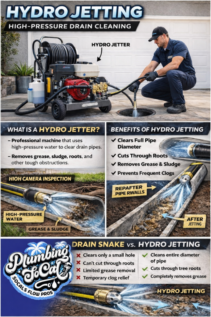HYDRO JETTER FOR GREASE AND ROOT BUILDUP IN HOME DRAINS