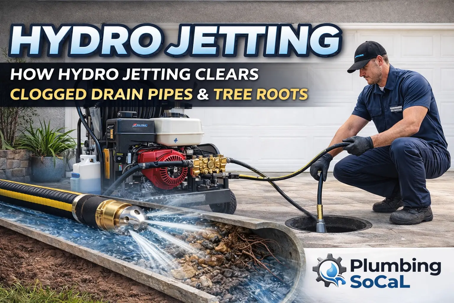 HYDRO JETTER FOR REMOVING ROOTS FROM BACKED UP DRAINS