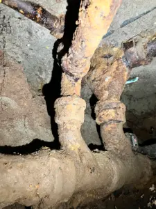 MASSIVE ROOTS IN HOME SEWER ON SLAB FOUNDATION